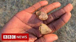 Hundreds of South Africans dig for diamonds  BBC News [upl. by Ailero]