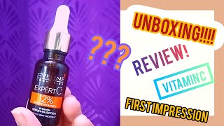 EVELINE Cosmetics Vitamin C Serum  Unboxing and Review [upl. by Hsakaa940]