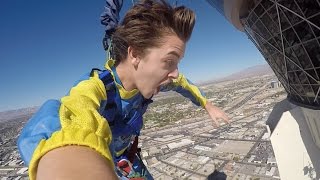 JUMPING OFF A HOTEL IN LAS VEGAS Stratosphere Sky Jump [upl. by Novaj664]