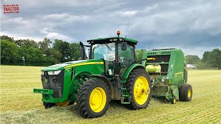 JOHN DEERE Tractors Mowing Raking Baling Hay [upl. by Middlesworth453]