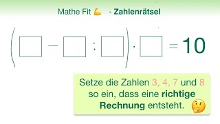 🏋️‍♀️ Mathe Fit 37  Setze die Zahlen 3 4 7 und 8 ein  Zahlenrätsel [upl. by Amsab417]