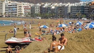 Las Palmas Las Canteras beach Gran Canaria Spain [upl. by Daisy]