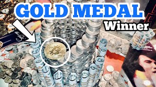 GOLD MEDAL WINNER Inside The High Limit Coin Pusher Jackpot WON MONEY ASMR [upl. by Blackstock]