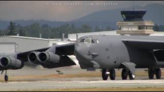 B52 stratofortress takeoff and flyby at Abbotsford Airport [upl. by Yldarb152]