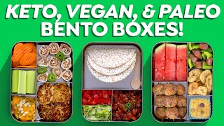 3 Easy Bento Box Lunch Ideas – Keto Vegan amp Paleo [upl. by Aitnwahs425]