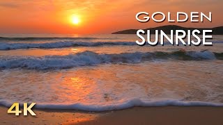 4K Golden Sunrise  Nature Relaxation Video  Relaxing Sea Ocean Waves Sounds  NO MUSIC  UHD 2160p [upl. by Blackmun]