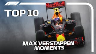 Top 10 Moments of Max Verstappen Magic in F1 [upl. by Aihsemek]