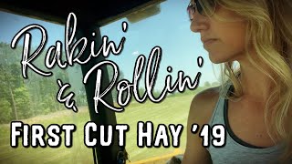 Raking and Baling First Cut Hay 2019 [upl. by Raseac]