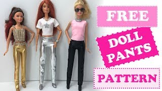 DIY Tutorial How to make Barbie Doll Pants Free Pattern [upl. by Yrokcaz]