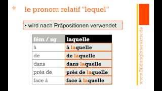 les pronoms relatifs quotlequelquot und Präpositionen Teil 4 [upl. by Stonwin]