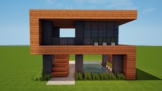 KLEINES MODERNES HAUS mit POOL in MINECRAFT bauen TUTORIAL HAUS 166 [upl. by Quiteri264]