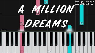 A Million Dreams  The Greatest Showman  EASY Piano Tutorial [upl. by Ahcarb]