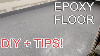 How to Epoxy Garage Floor  DIY Tips Rustoleum Epoxyshield [upl. by Akemyt25]