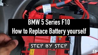 BMW 5 series F10  Battery replacement DIY how to [upl. by Ahsot]