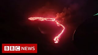 Icelandic volcano erupts near Reykjavik  BBC News [upl. by Nayarb]