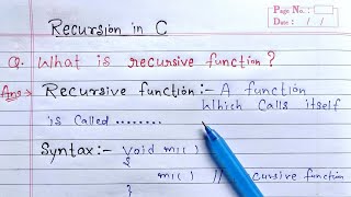 Recursion in C  Recursive function in c programming  Learn Coding [upl. by Toshiko]