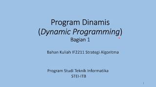 Program Dinamis Dynamic Programming  Bagian1 [upl. by Nysila]