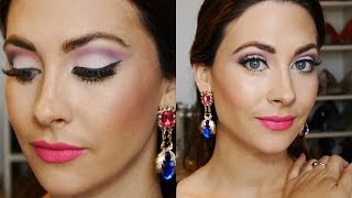 Look Maquillaje ojos y labios intensosFucsia amp Dorado [upl. by Kennan]