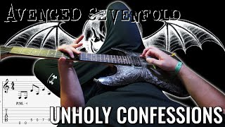 Avenged Sevenfold  Unholy Confessions FULL Guitar Lesson  Cover  PoVTab [upl. by Erskine]