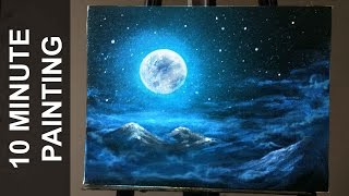 Painting Moonlit Clouds in a Starry Night Sky with Acrylics in 10 Minutes [upl. by Homer221]