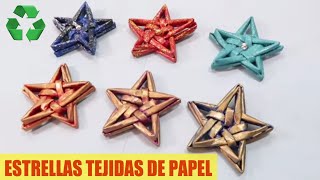 Cómo hacer ESTRELLAS de PAPEL tejidas Manualidades de Navidad [upl. by Arreik944]