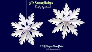 3D Snowflake  Paper snowflake  How to Make 3D Paper Snowflakes for Christmas decorations Part  3 [upl. by Dardani]