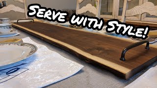 Make a Serving Board  Live Edge Walnut  Charcuterie Board Cheese Board [upl. by Ahsenod]