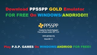 How To Download And Install PPSSPP Gold For WindowsAndriod Device For FREE And Play PSP Games [upl. by Alenson]