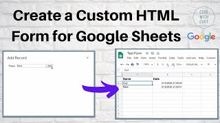 Create a Custom HTML Form for Google Sheets using Google Apps Script [upl. by Babs274]