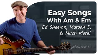 3 Easy Songs on Guitar using Em and Am  Guitar for Beginners [upl. by Delaney]