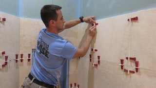 Part quot1quot Travertine Tiles installation on shower walls  step by step  how to with TLOCK™ 🛀🏻 🚿 [upl. by Bortz988]