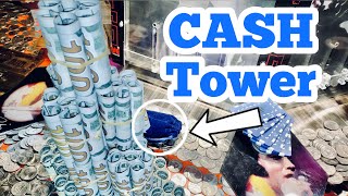 CASH TOWER Inside The High Limit Coin Pusher Jackpot WON MONEY ASMR [upl. by Sorvats]