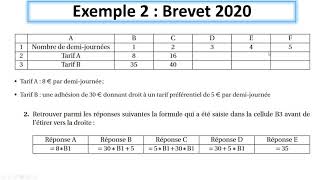 Tableur au brevet avec exemples issues du brevet [upl. by Reffotsirhc756]