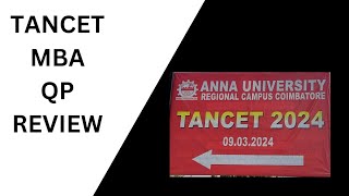 TANCET MBA 2024 REVIEW [upl. by Morgen]