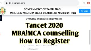 How to RegisterTancet 2020 MBAMCA counselling Registration [upl. by Sairu635]