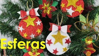 Como hacer esferas navideñas de foami  Manualidades de Lina [upl. by Burkle428]