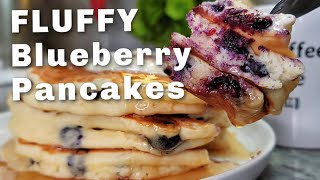 BLUEBERRY PANCAKES  Homemade Fluffy Blueberry Pancakes Recipe [upl. by Galvan]