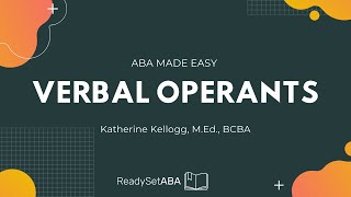 ABA Terms Verbal Operants [upl. by Nyvets170]