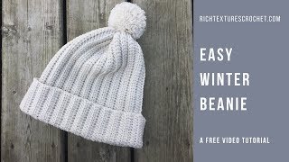 Easy Crochet Winter Ribbed Hat [upl. by Roselani]