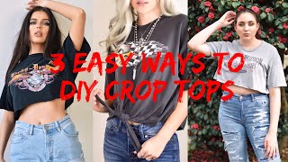 3 Easy DIY Crop Top Methods From TShirts  Tutorial Upcycled Thrift  How To Make Cropped Top Tees [upl. by Fein]