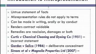 Misrepresentation Lecture 1 of 4 [upl. by Sarina]