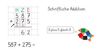 Schriftliche Addition Teil 2  Mathe lernen in Klasse 3  einfach schlau üben [upl. by Nwahsd398]