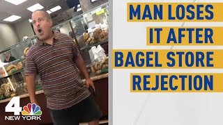 Bagel Boss Flips Out Over Womans Rejection in Viral Video  NBC New York [upl. by Uhayile865]