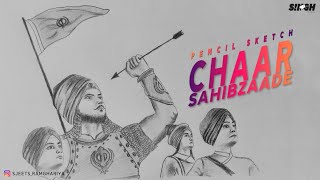 Chaar Sahibzade  Pencil Sketch  Simranjeet Singh [upl. by Kordula303]