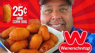 Wienerschnitzel® 25¢ Mini Corn Dogs REVIEW [upl. by Hallie206]