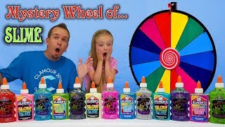 3 COLORS OF GLUE MYSTERY WHEEL OF SLIME CHALLENGE All New Colors [upl. by Herschel]