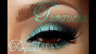 auroramakeup Turquesa Maquillaje Economico  Turquoise Eye makeup tutorial [upl. by Hashim67]