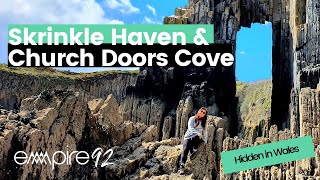 Hidden Gem 15mins from Tenby  Skrinkle Haven amp Church Doors Cove Drone Video [upl. by Akciret]