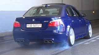 BMW M5 E60 with Eisenmann Race Exhaust  LOUD V10 Sound amp Burnouts [upl. by Marylee]