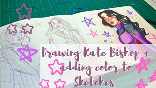 Drawing Kate Bishop  How to Add Color to Sketches [upl. by Amary996]